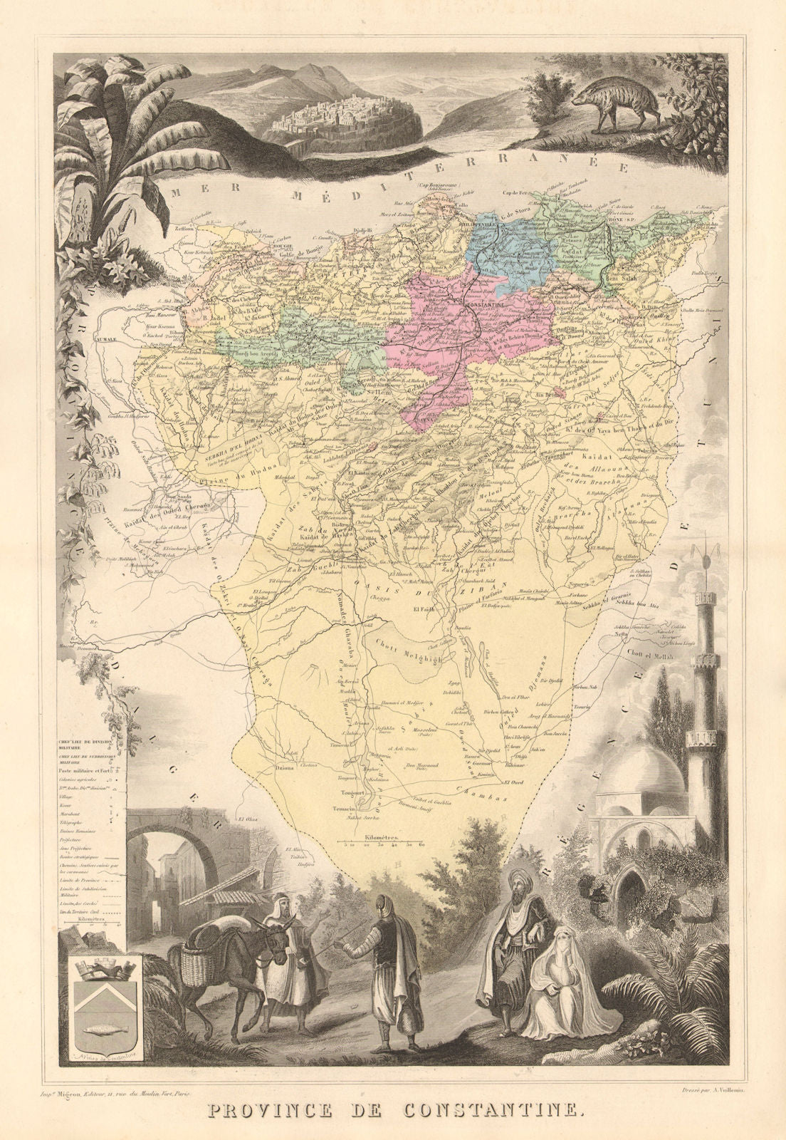 ALGERIA. 'Province ou Département de Constantine'. VUILLEMIN 1879 old map